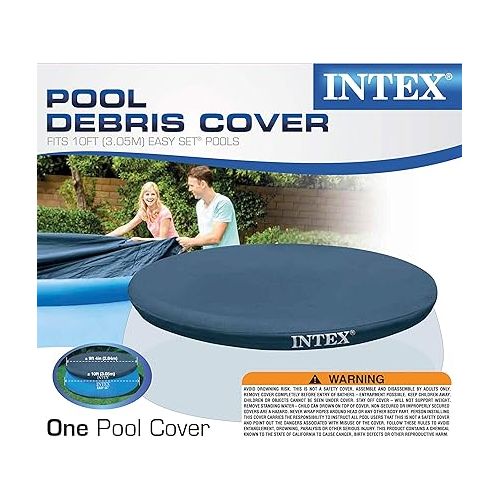 인텍스 Intex 10' Easy Set Pool Round Debris Cover + Type H Filter Cartridges (6 Pack)