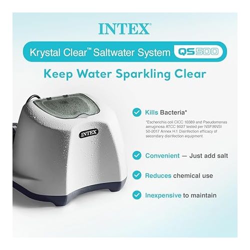 인텍스 Intex Krystal Clear Salt Chlorine Generator System for 7000 Gallon Above Ground Swimming Pools with Control Panel and 3 Self Clean Modes