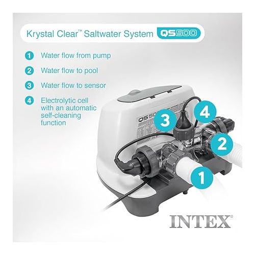 인텍스 Intex Krystal Clear Salt Chlorine Generator System for 7000 Gallon Above Ground Swimming Pools with Control Panel and 3 Self Clean Modes