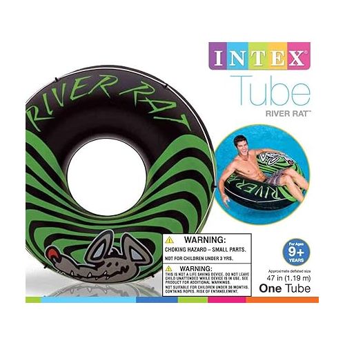 인텍스 2-Pack Intex River Rat 48-Inch Inflatable Tubes for Lake/Pool/River | 2 x 68209E