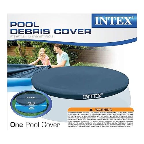 인텍스 Intex 8' Above Ground Pool Vinyl Cover Tarp & Type H Easy Set Filter (6 Pack)