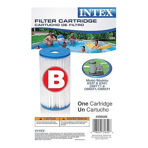 인텍스 Intex Corp Type B Pool Filter Cartridge (6pk) - 59905 Filters Value Pack- for Use with Pumps: 56633, 56634, 56621, 56622, 56611, 56612