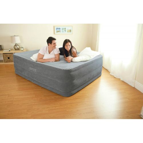 인텍스 Intex Comfort Plush Elevated Dura-Beam Airbed with Built-In Electric Pump, Bed Height 22, Queen