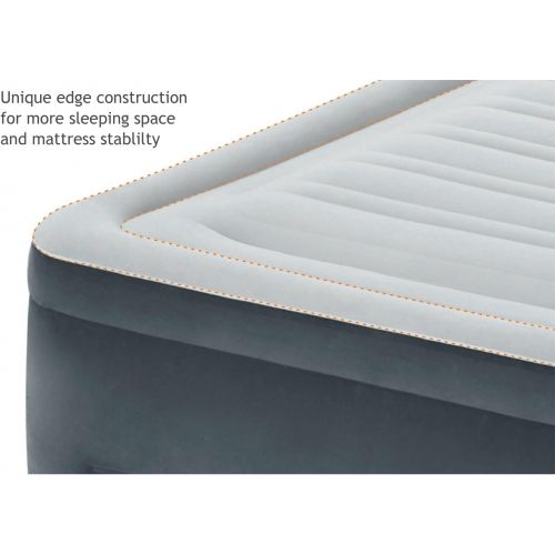 인텍스 Intex Comfort Plush Elevated Dura-Beam Airbed with Built-In Electric Pump, Bed Height 22, Queen