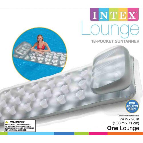 인텍스 Intex 18-Pocket Mattress Suntanner Pool Lounger w/ Headrest (3 Pack) | 58894EP