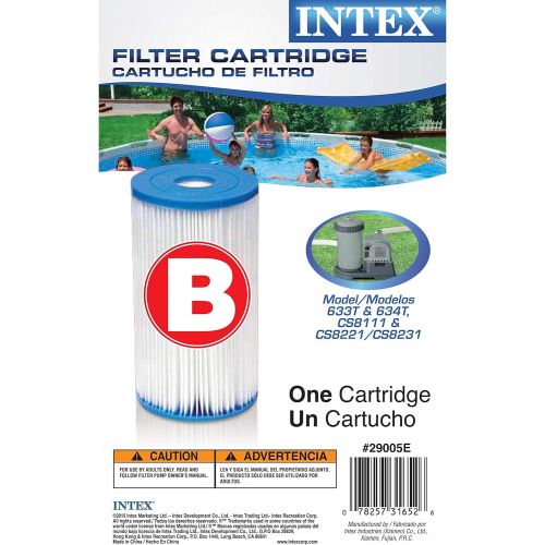 인텍스 Intex 29005E Swimming Pool Type B Replacement Easy Clean Dacron Material Filter Pump Cartridge (2 Pack)