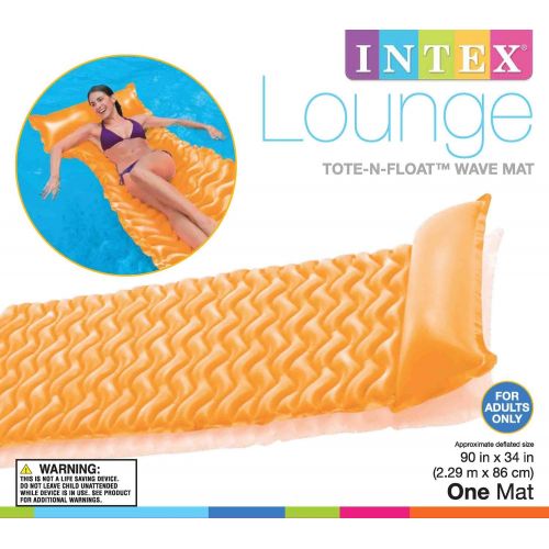 인텍스 Intex Tote N Float Wave Mat Floating Pool Lounger with Headrest (6 Pack)