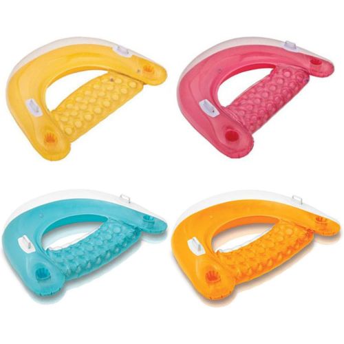 인텍스 Intex Sit N Float Inflatable Colorful Floating Loungers, 4 Pack (Colors Vary)