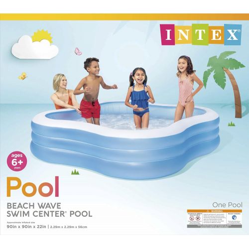 인텍스 Intex Swim Center Family Inflatable Pool, 90 X 90 X 22, for Ages 6+, Color may vary