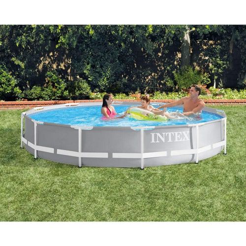 인텍스 Intex 12 Foot x 30 Inches Durable Prism Steel Frame Above Ground Swimming Pool