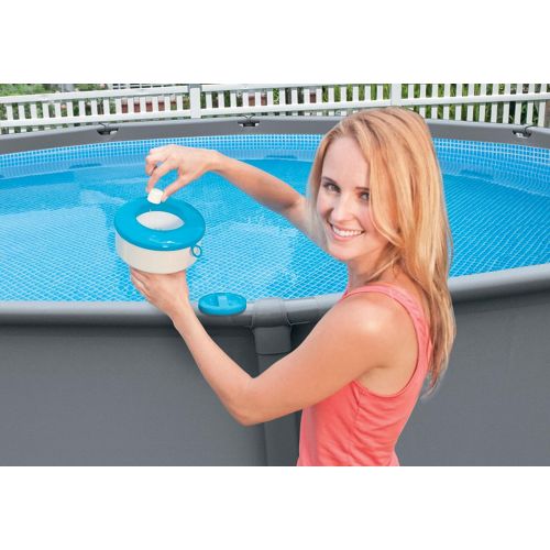 인텍스 Intex 29041EP, 7-Inch Floating Chemical Dispenser for Pools, White/Blue