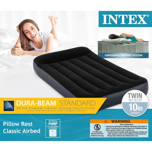 인텍스 Intex Dura-Beam Series Pillow Rest Classic Airbed with Internal Pump, Twin
