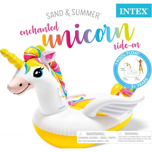 인텍스 Intex Unicorn Inflatable Ride-On Pool Float, 79 X 55 X 38