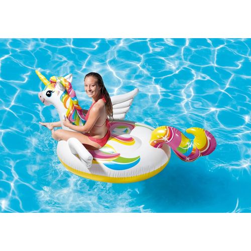 인텍스 Intex Unicorn Inflatable Ride-On Pool Float, 79 X 55 X 38