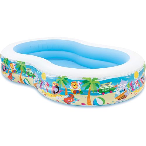 인텍스 Intex Swim Center Paradise Inflatable Pool, 103in X 63in X 18in, for Ages 3+