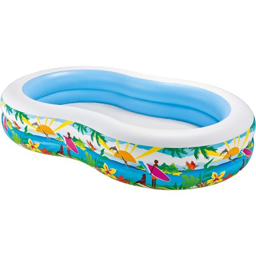 인텍스 Intex Swim Center Paradise Inflatable Pool, 103in X 63in X 18in, for Ages 3+