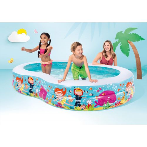 인텍스 Intex Swim Center Paradise Inflatable Pool, 103in X 63in X 18in, for Ages 3+