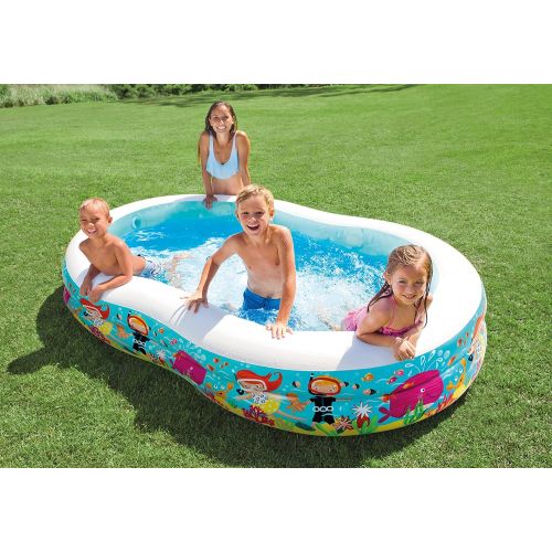 인텍스 Intex Swim Center Paradise Inflatable Pool, 103in X 63in X 18in, for Ages 3+
