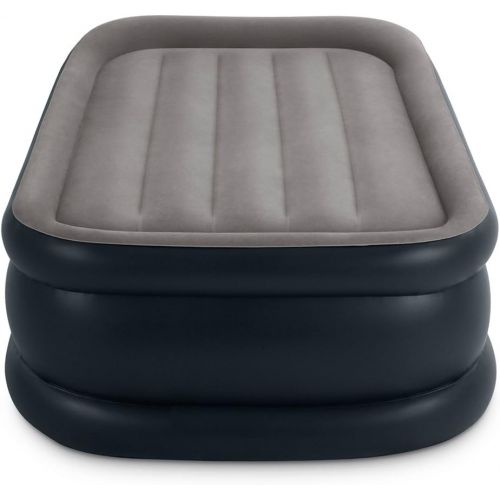 인텍스 Intex Dura-Beam Standard Series Deluxe Pillow Rest Raised Airbed with Soft Flocked Top for Comfort, Built-in Pillow & Electric Pump, 16.5-Inches, Twin