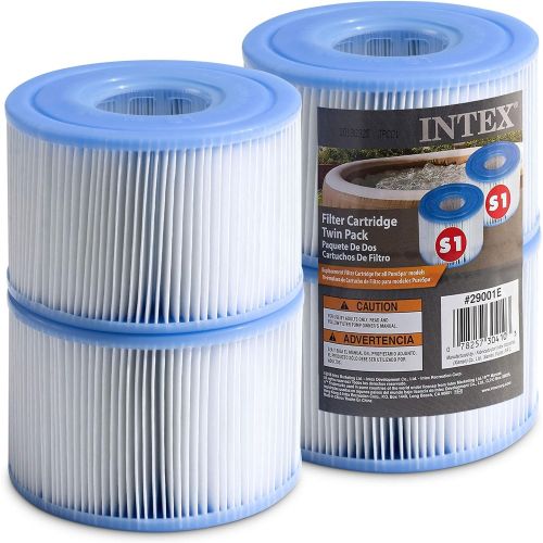 인텍스 Intex Spa Filter Cartridges - Intex S1 Twin Pack For Intex Spa Filter Pumps set of 4 - Bundled with (2) SEWANTA Oil Absorbing Sponges.