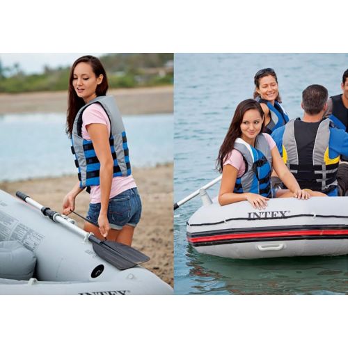 인텍스 Intex Mariner 4, 4-Person Inflatable Boat Set with Aluminum Oars and High Output Air Pump (Latest Model)