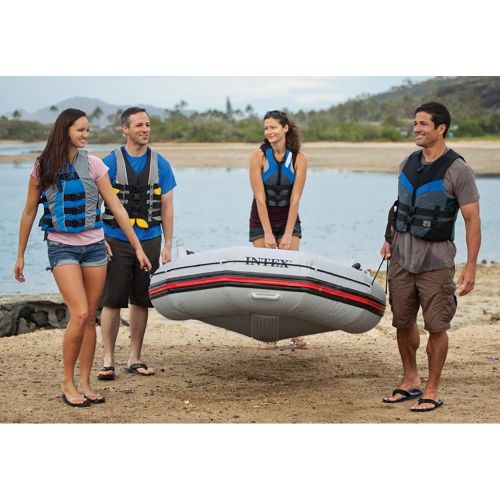 인텍스 Intex Mariner 4, 4-Person Inflatable Boat Set with Aluminum Oars and High Output Air Pump (Latest Model)