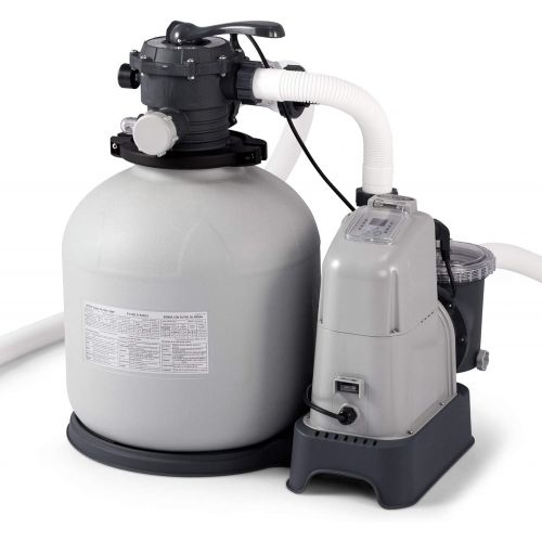 인텍스 Intex Krystal Clear 2150 GPH Sand Filter Pump & Saltwater System with E.C.O. (Electrocatalytic Oxidation) for Above Ground Pools, 110-120V with GFCI