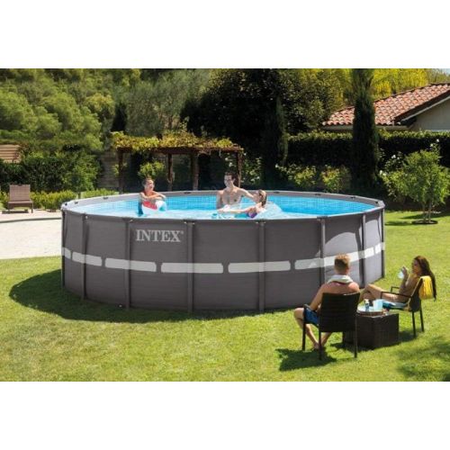 인텍스 Intex 18ft X 52in Ultra Frame Pool Set with Sand Filter Pump, Ladder, Ground Cloth & Pool Cover