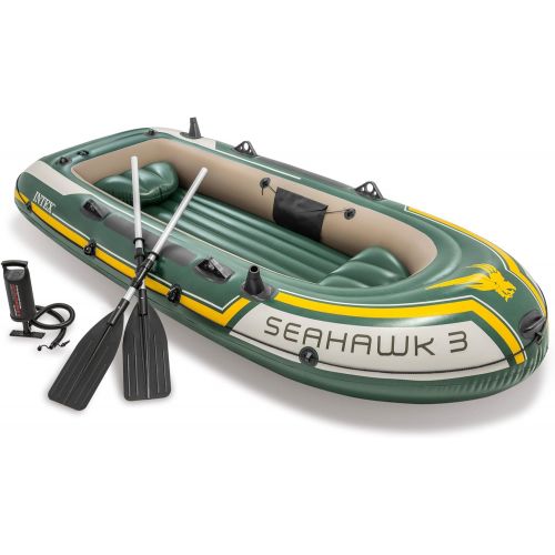 인텍스 Intex Seahawk 3, 3-Person Inflatable Boat Set with Aluminum Oars and High Output Air Pump (Latest Model)