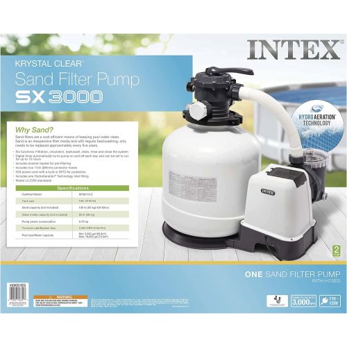 인텍스 Intex Krystal Clear Sand Filter Pump for Above Ground Pools, 16-inch, 110-120V with GFCI