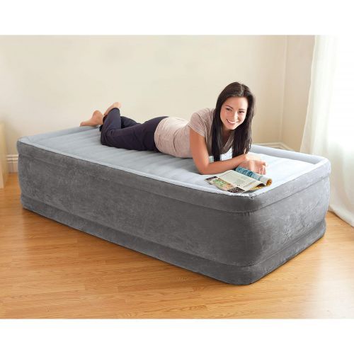 인텍스 Intex Comfort Plush Elevated Dura-Beam Airbed with Internal Electric Pump, Bed Height 18