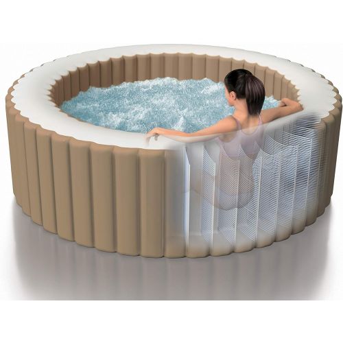 인텍스 Intex 28425E 77in PureSpa Inflatable Spa, 4-Person, Tan