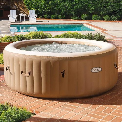 인텍스 Intex 28425E 77in PureSpa Inflatable Spa, 4-Person, Tan