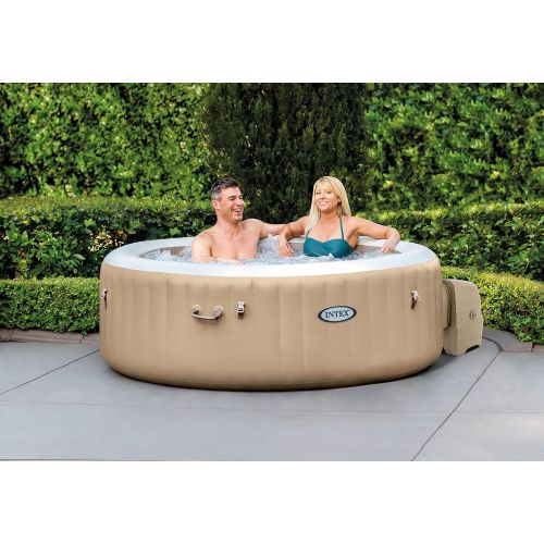 인텍스 Intex 28425E 77in PureSpa Inflatable Spa, 4-Person, Tan