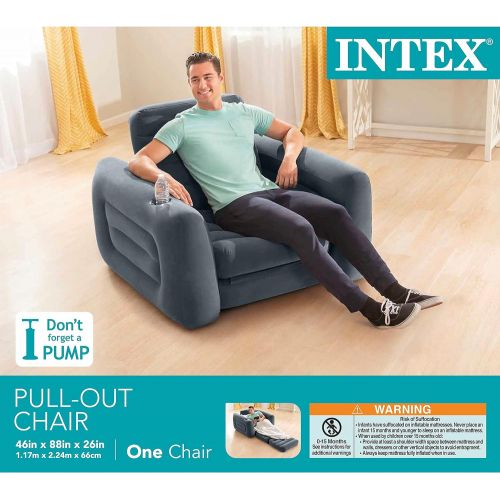 인텍스 Intex Pull-Out Chair Inflatable Bed, 42 X 87 X 26, Twin