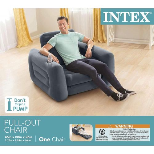 인텍스 Intex Pull-Out Chair Inflatable Bed, 42 X 87 X 26, Twin