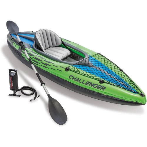 인텍스 Intex Challenger K1 Kayak, 1-Person Inflatable Kayak Set with Aluminum Oars and High Output Air Pump
