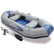 Intex Mariner 3, 3-Person Inflatable Boat Set with Aluminum Oars and High Output Air Pump (Latest Model)