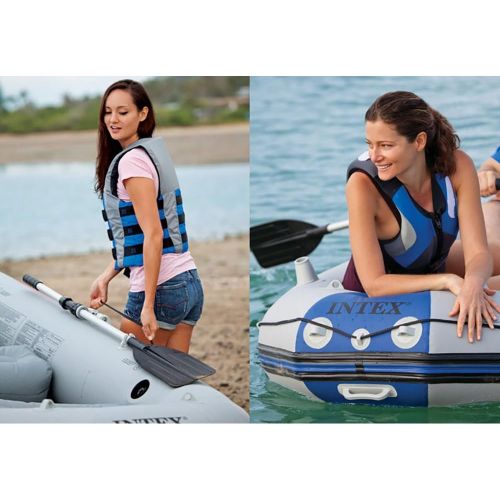 인텍스 Intex Mariner 3, 3-Person Inflatable Boat Set with Aluminum Oars and High Output Air Pump (Latest Model)