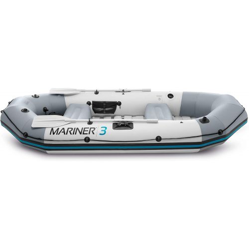 인텍스 Intex Mariner 3, 3-Person Inflatable Boat Set with Aluminum Oars and High Output Air Pump (Latest Model)