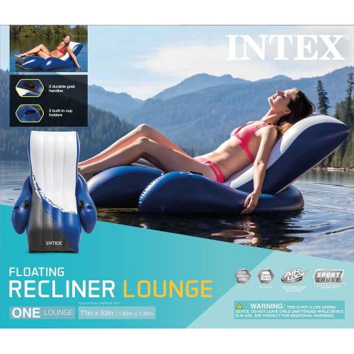 인텍스 Intex Floating Recliner Inflatable Lounge, 71in X 53in