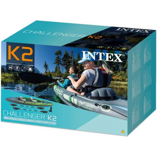 인텍스 Intex Challenger K2 Kayak, 2-Person Inflatable Kayak Set with Aluminum Oars and High Output Air Pump