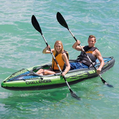 인텍스 Intex Challenger K2 Kayak, 2-Person Inflatable Kayak Set with Aluminum Oars and High Output Air Pump