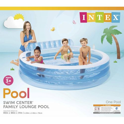 인텍스 Intex Swim Center Inflatable Family Lounge Pool, 88in X 85in X 30in, for Ages 3+