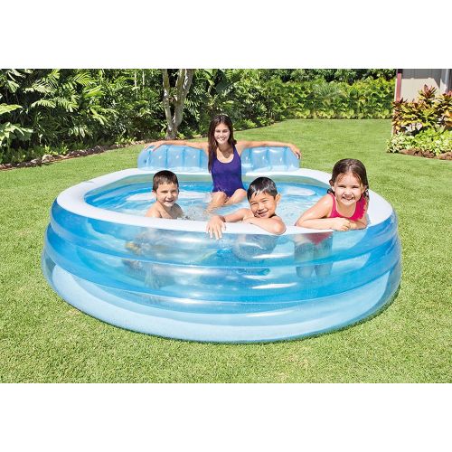 인텍스 Intex Swim Center Inflatable Family Lounge Pool, 88in X 85in X 30in, for Ages 3+