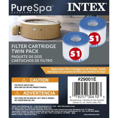 인텍스 Intex Type S1 Filter Cartridge for PureSpa, Twin Pack