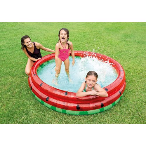 인텍스 Intex 66-Inch Round Inflatable Outdoor Kids Swimming and Wading Watermelon Pool for Ages 2 and Up