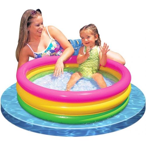 인텍스 Intex 34in x 10in Sunset Glow Soft Inflatable Baby/Kids Swimming Pool (8 Pack)