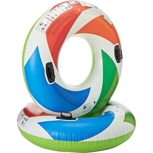 인텍스 Intex Inflatable Color Whirl Floating Tube Raft w/ Handles (Set of 2) 48in 58202EP