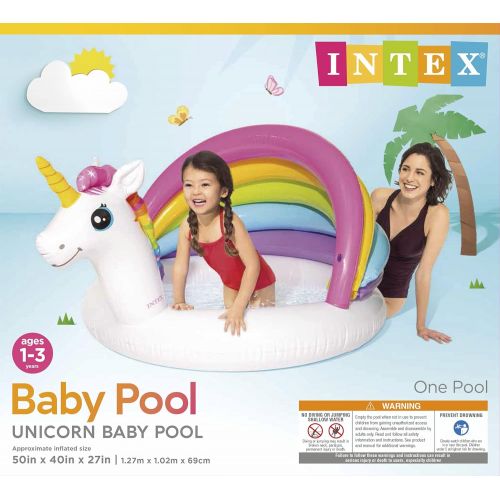 인텍스 Intex Unicorn Baby Pool, 50in x 40in x 27in, for Ages 1-3